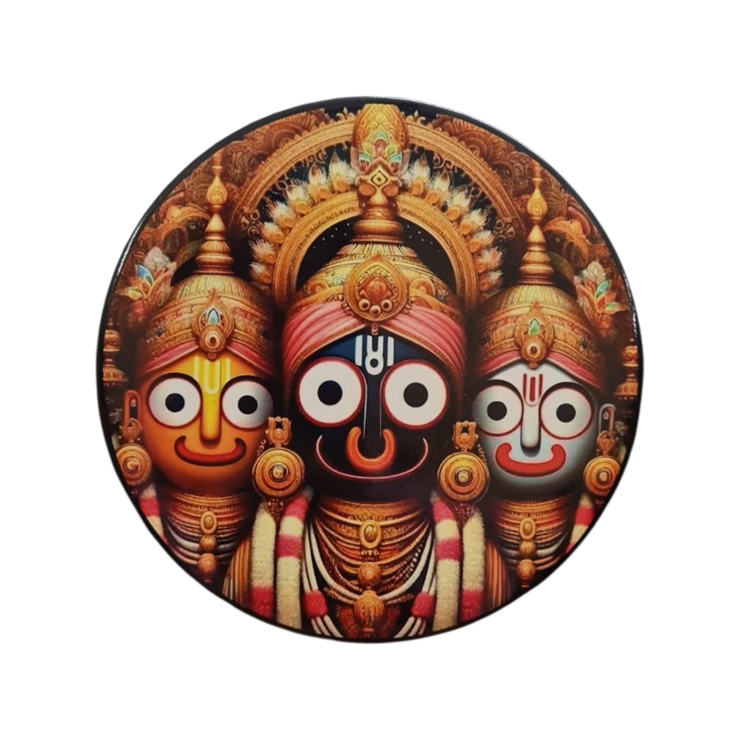 Stainless Steel Round Jagannath Balabhadra Subhadra Fridge Magnet | Devotional & Decorative Refrigerator Magnet for Home & Office | Pack of 1-picture-17