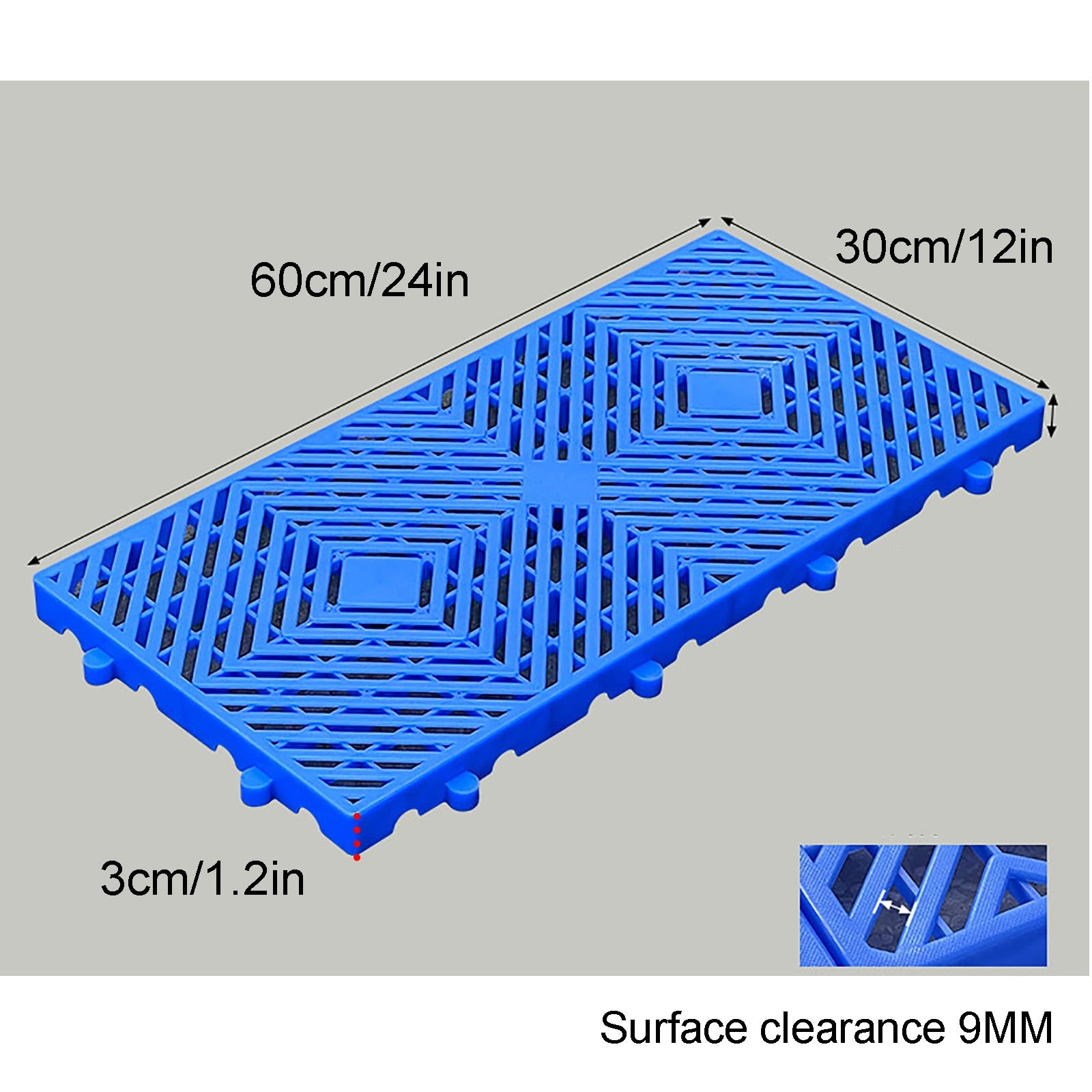 Palets de Plástico para Almacenamiento en Sótanos Almohadilla de Almacenamiento con Rejillas Transpirables Entrelazadas Palet Impermeable para Suelo(60x30x3cm)