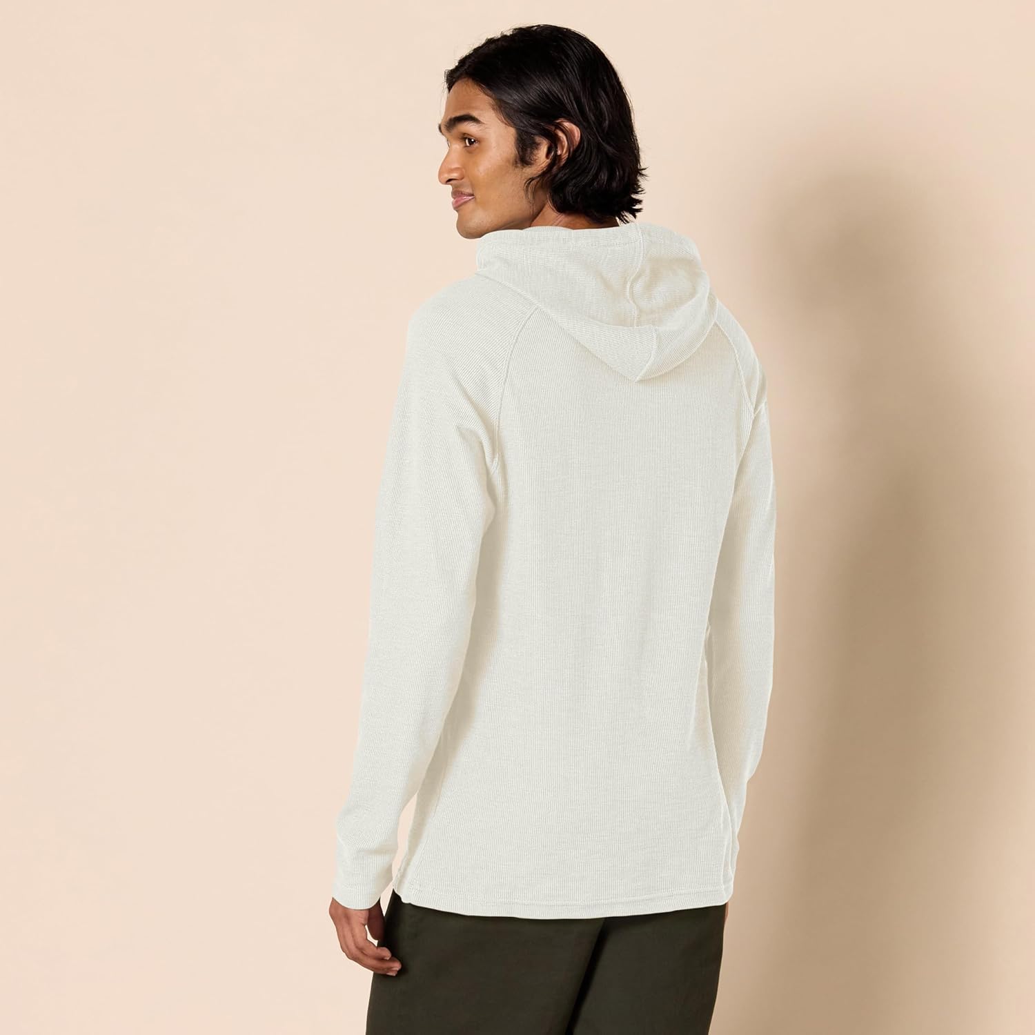 Amazon Essentials Men's Pullover Hoodie, Long-Sleeve Slub Thermal (Previously GoodThreads) Large Ivory image 3 of 7 B07BKSN663