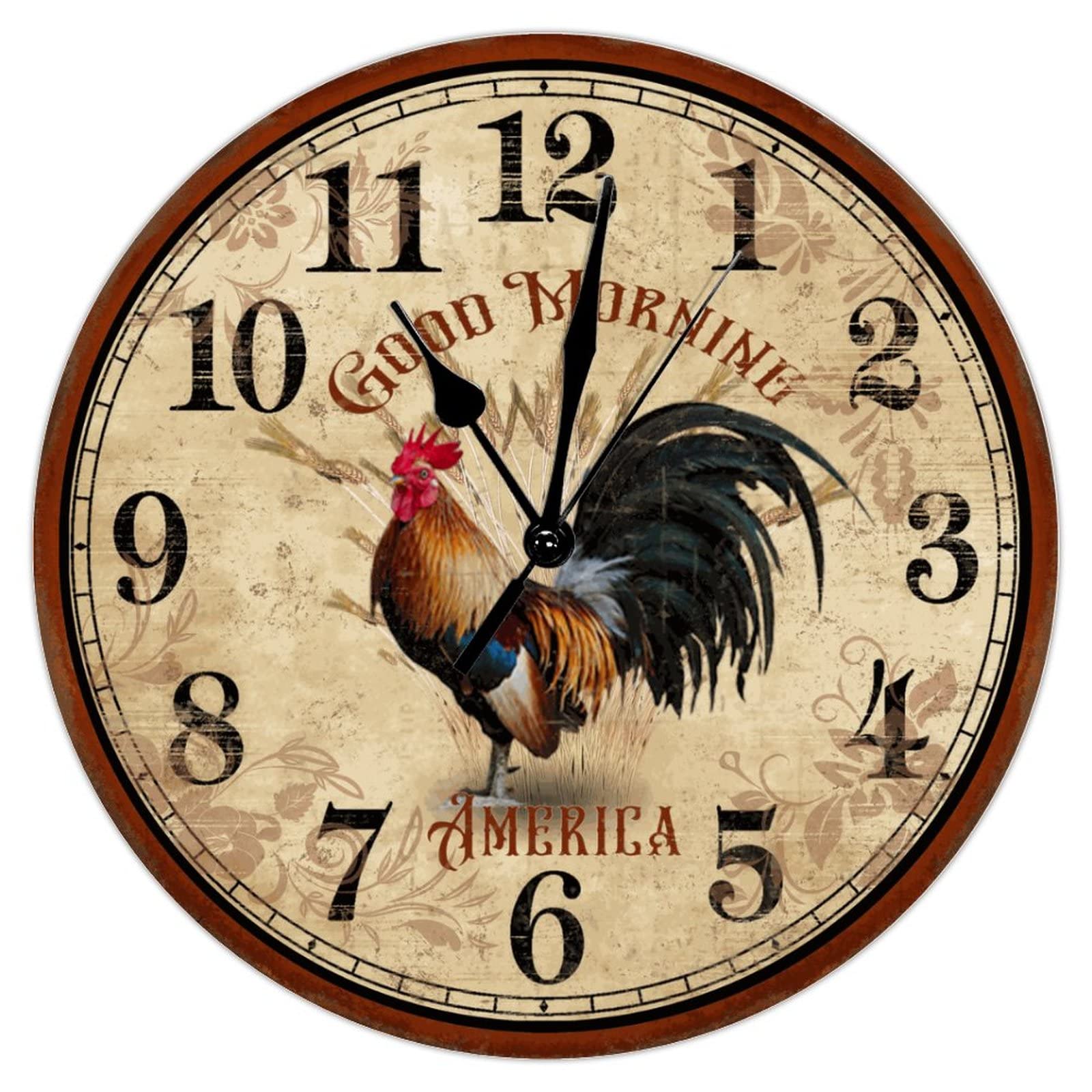 Horloge murale poule en bois pour buanderie et cuisine rétro