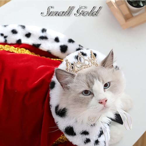 Miniatura 3 de Lovelyshop Pet Series - Corona redonda completa para perro y gato con diamantes de imitación reales, chapada en oro, accesorios para el cabello,