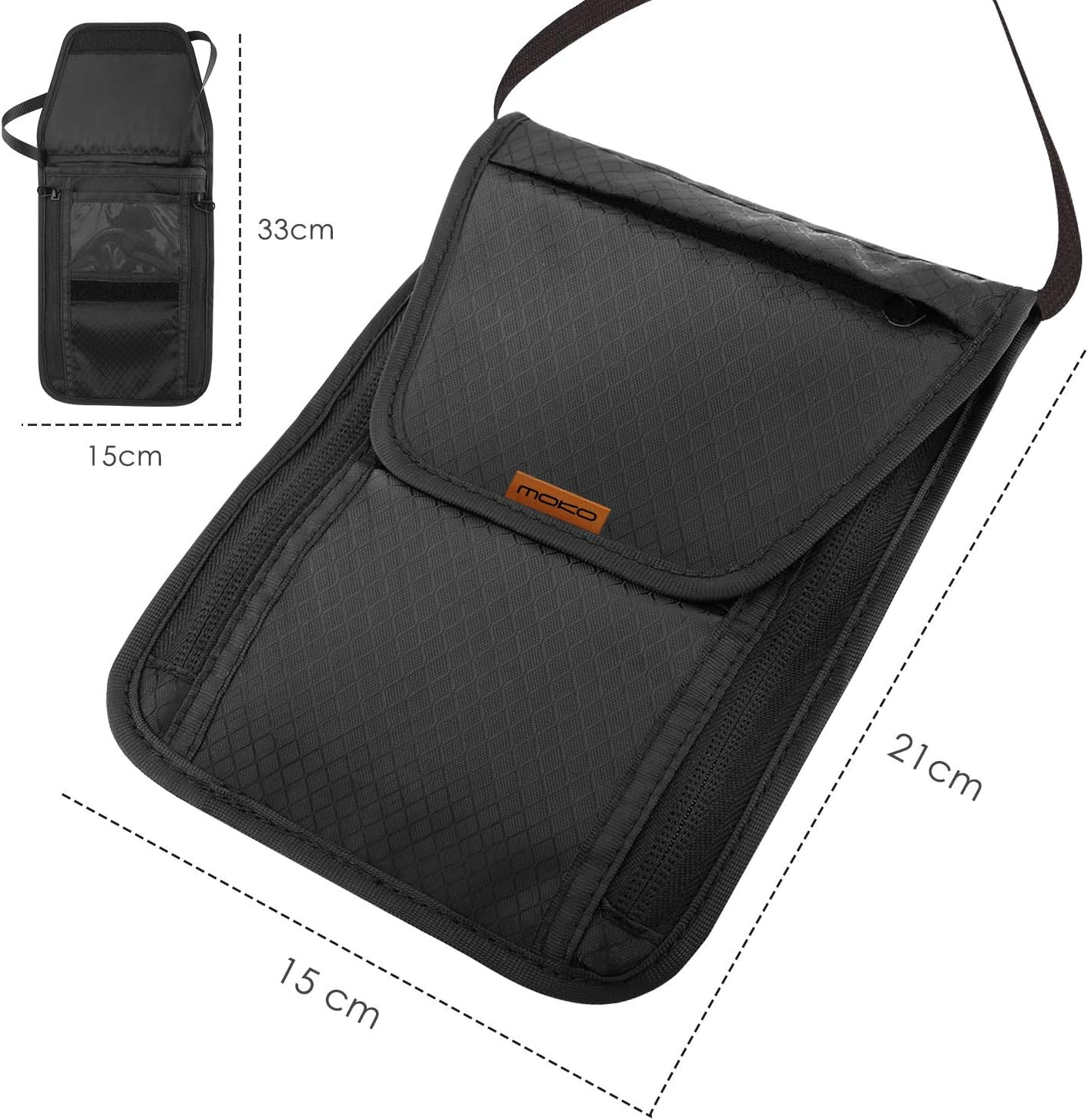 MoKo RFID Passport Holder Neck Wallet, Anti-Theft Hidden Neck Stash Travel Pouch Wallet for Women, Men, Black : Clothing, Shoes & Jewelry