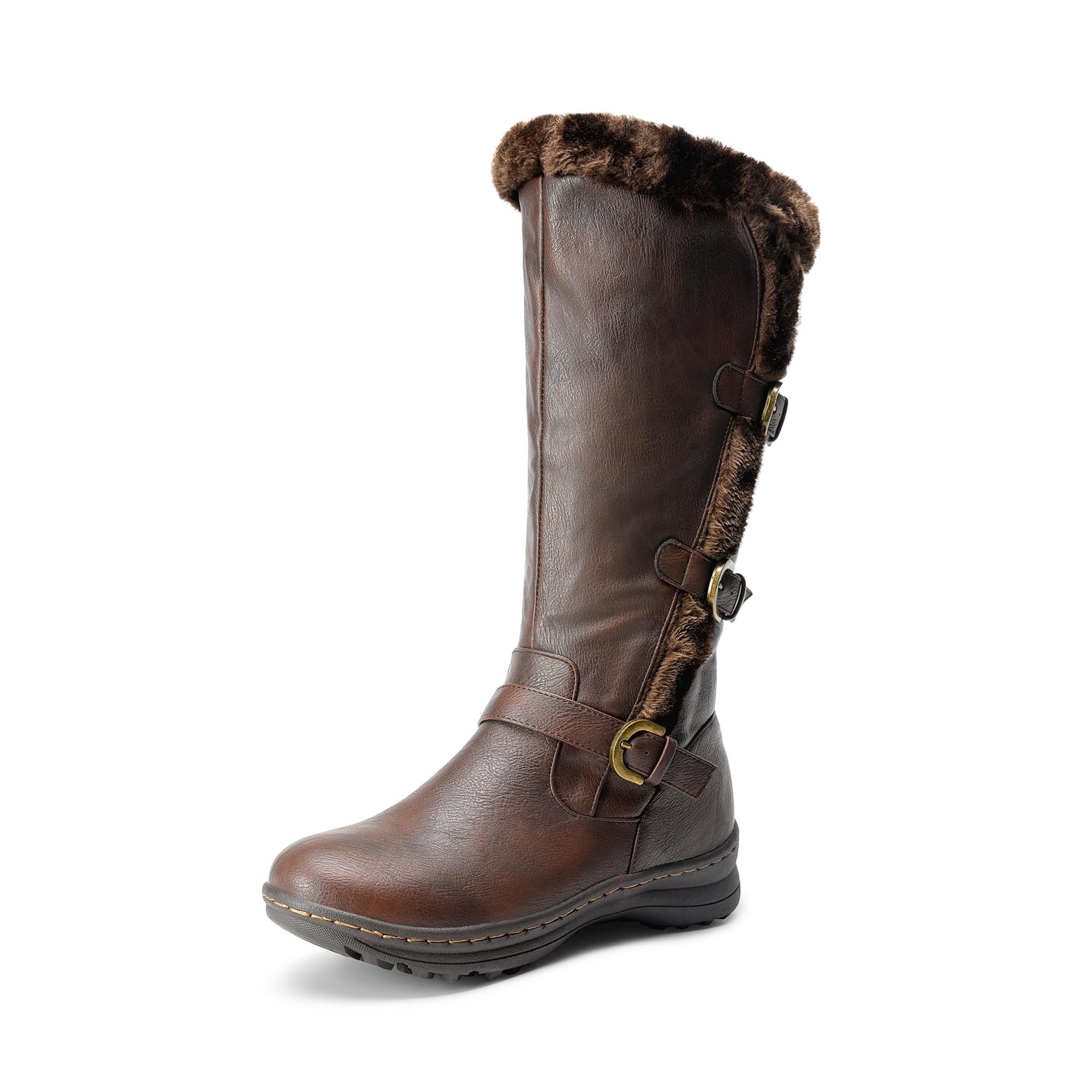 Women's Knee High Boots 7.5 Faux Fur Lined Winter Snow Warm Boots with Zipper