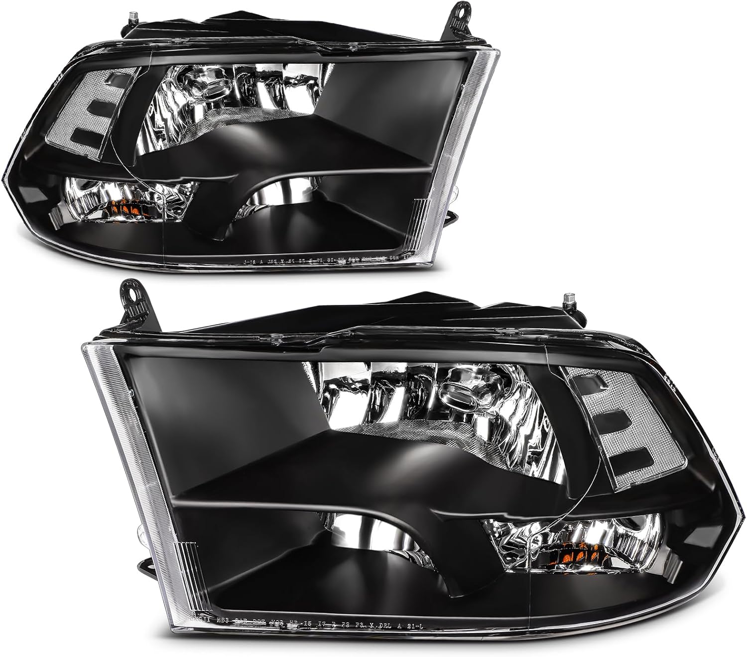 ASAPE Headlights Assembly Pair for Driver and Passenger Side Fits 2009-2010 for Dodge Ram 1500 2010 for Dodge Ram 2500 2010 for Dodge Ram 3500 68001485AI,Black Housing Clear Reflector Clear Lens