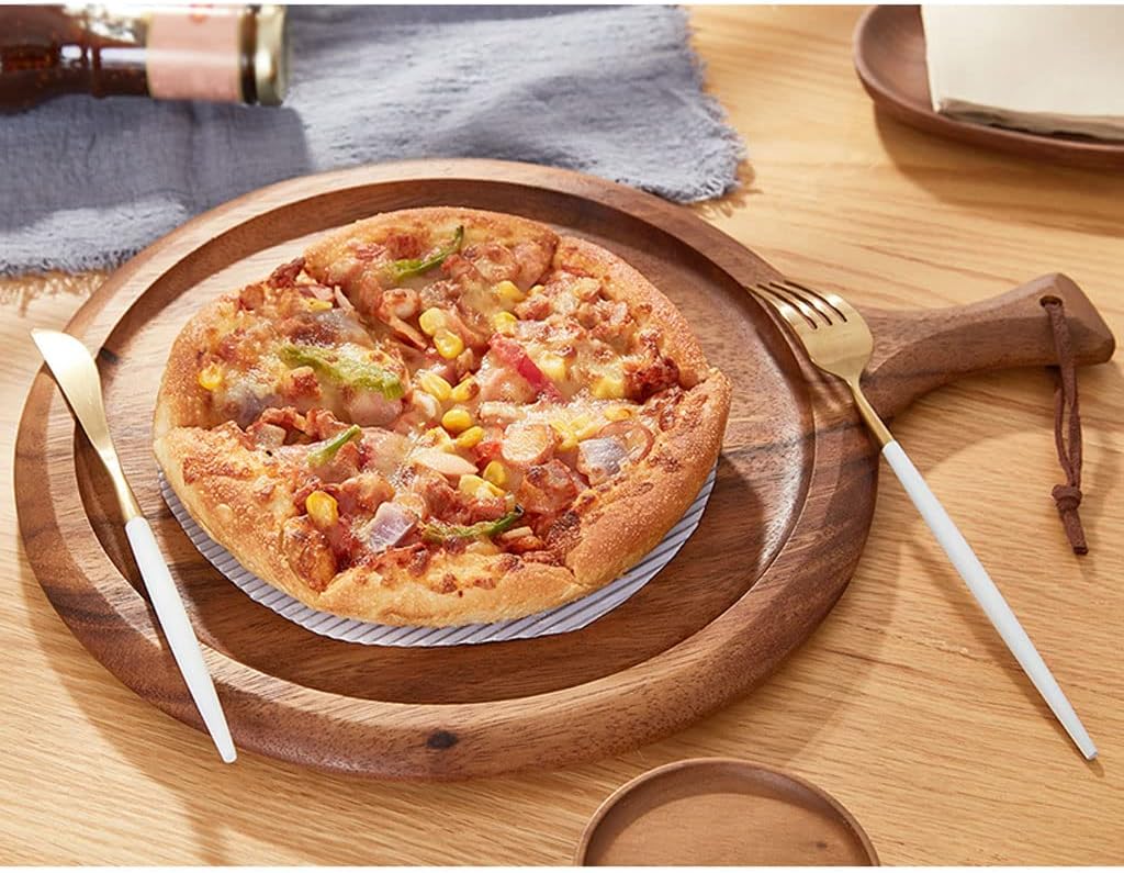 Cutting Board Wooden Mini Pizza Board Cutting Board Set: Stylish Kitchen Chopping Board with Lip and Handle