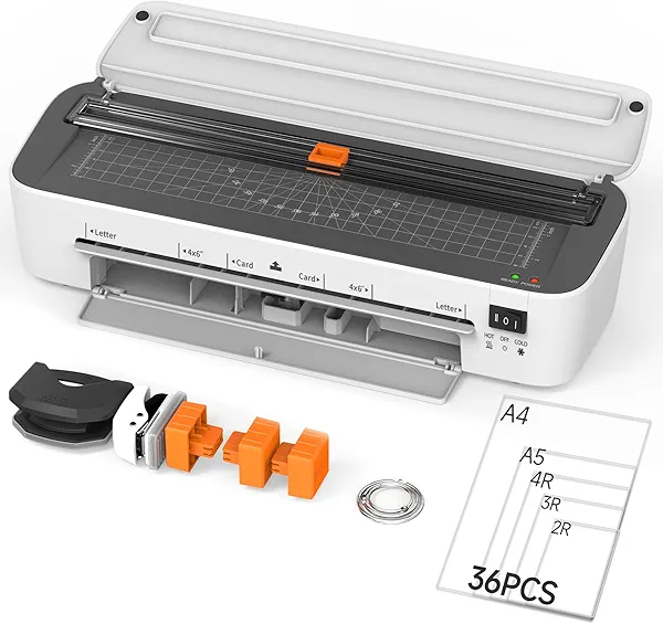 OidoZac Laminator Machine, 11 in 1 Laminating Never Jam Technology with 36 Laminating Sheets, 9 Inch Thermal Laminator A4 Laminating Machine Hot & Cold with Paper Trimmer for Home Office School
