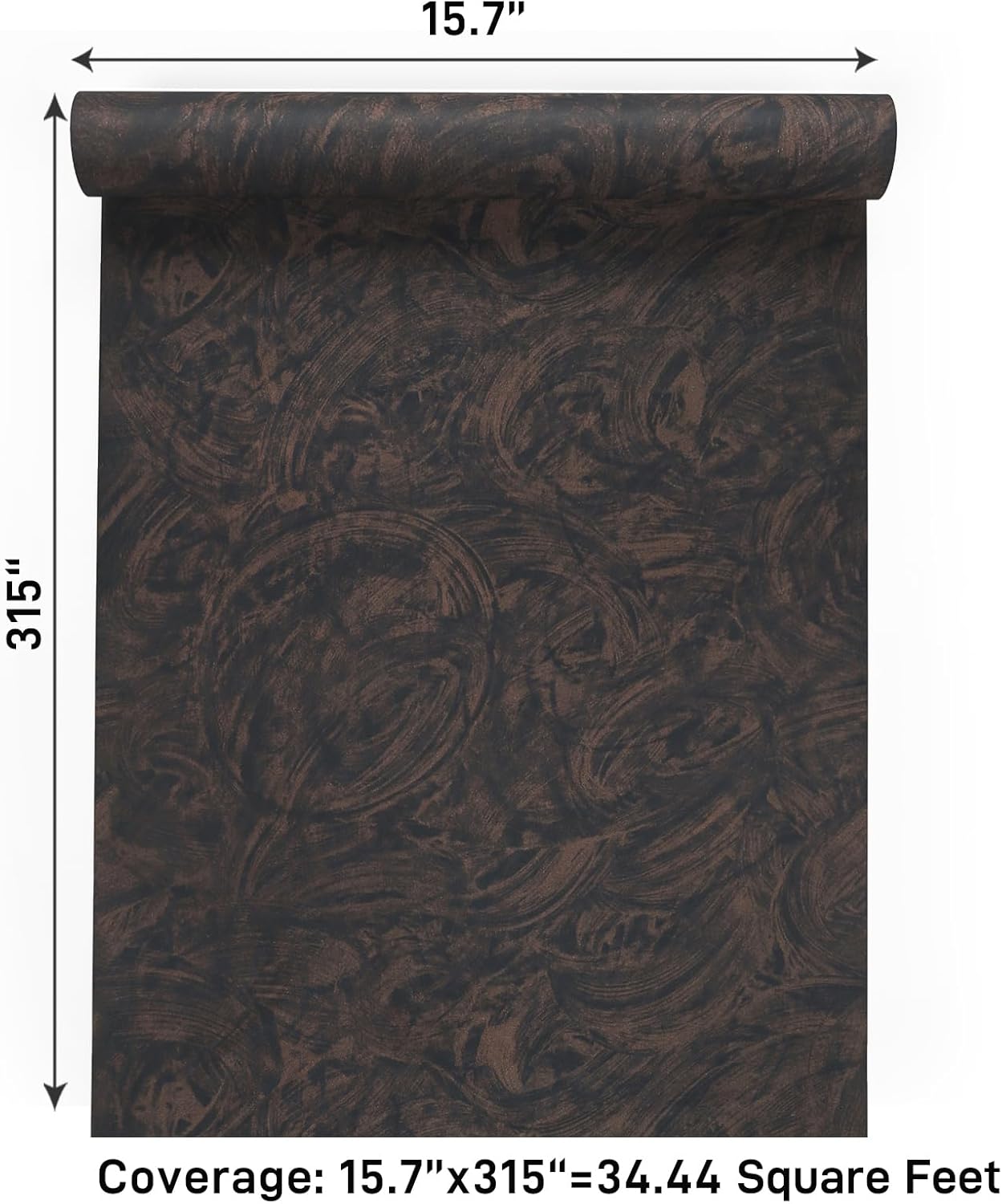 VaryPaper 15.7''x315'' Industrial Concrete Peel and Stick Wallpaper Black Brown Concrete Contact Paper for Walls Removable Cement Countertop Vinyl Wrap Waterproof Self Adhesive Limewash Wallpaper