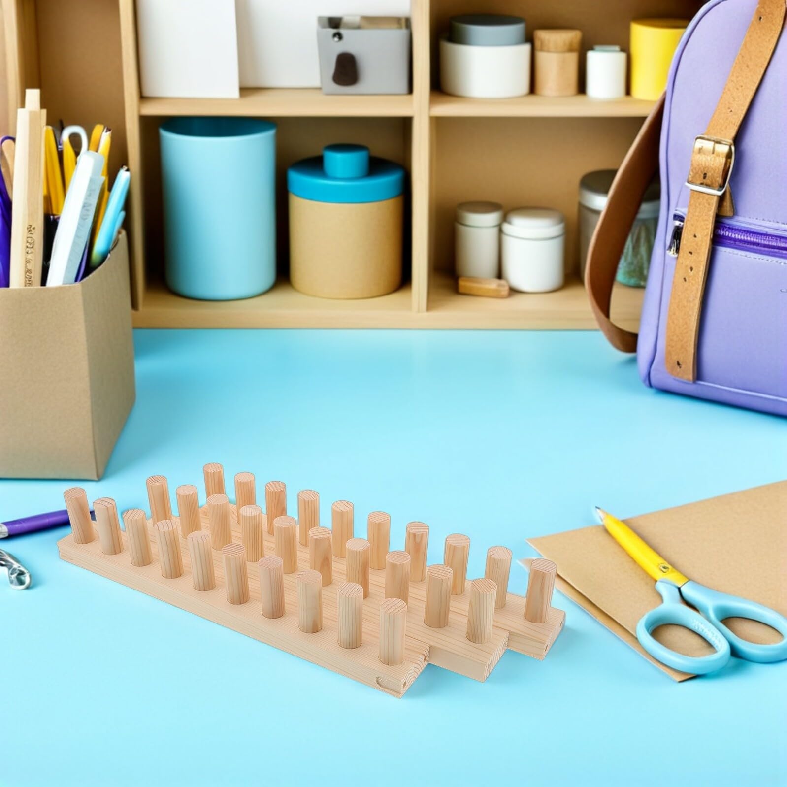 Tofficu Telaio per Maglieria a Mano in Legno Modulare 115x7 Cm, Set per Coperte a Maglia Grossa, Strumento per Tessitura DIY per Principianti e Laboratori Creativi a Casa e Scuola