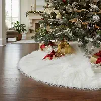 Saia P/Arvore De Natal Pelúcia Pelo Alto 7cm Branca 50cm