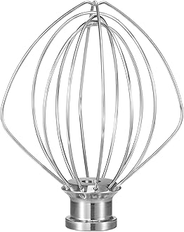 K45WW Dishwasher Safe Wire Whip Attachment 6 Wire Whisk Upgrade Real Stainless Steel Fits KitchenAid Tilt-Head Stand Mixer for Egg Heavy Cream Beater, Cakes Mayonnaise