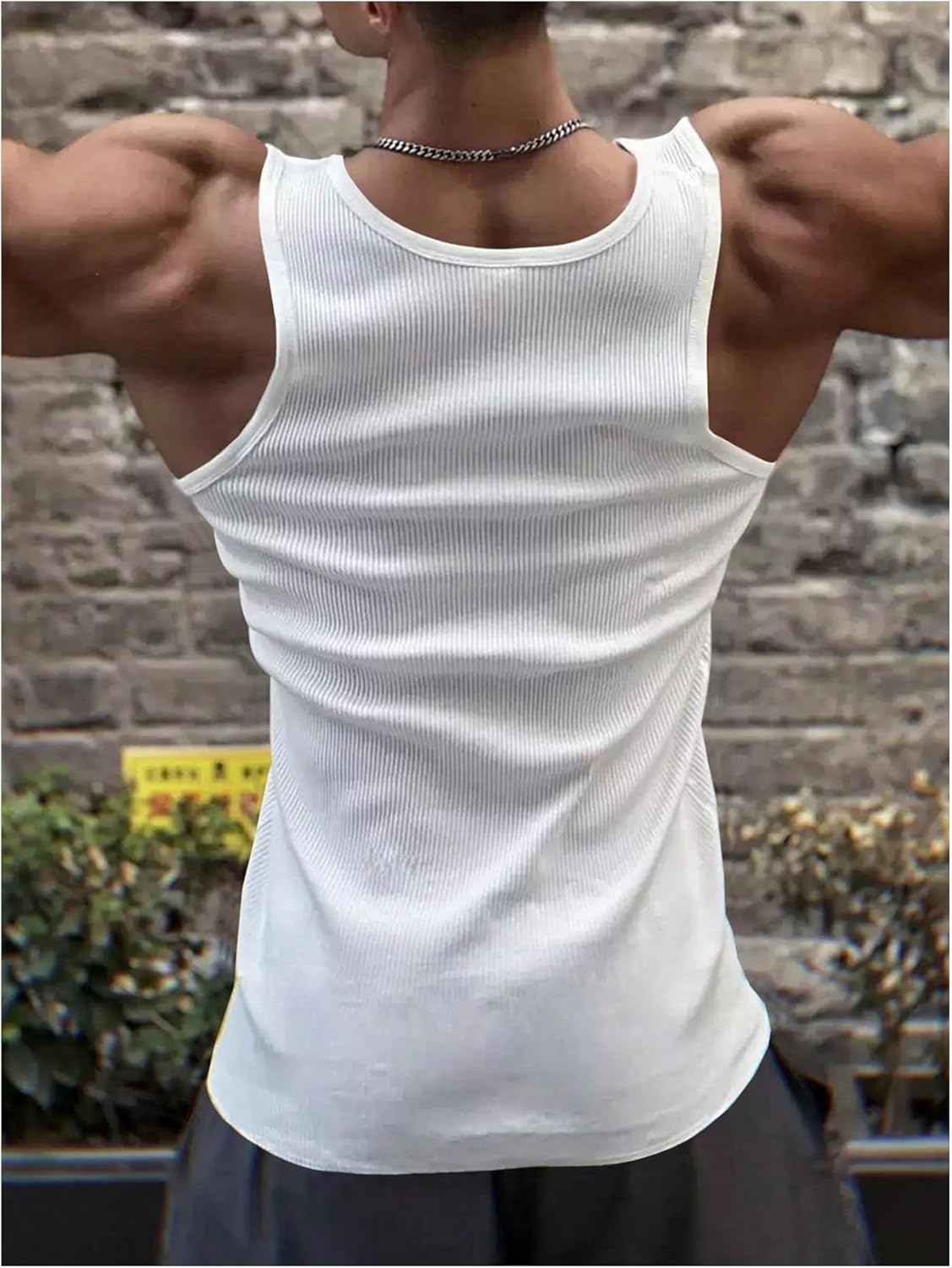 Men's 3 Pack Striped Sleeveless Shirts Graphic Crew Neck Muscle Tank Tops Undershirt