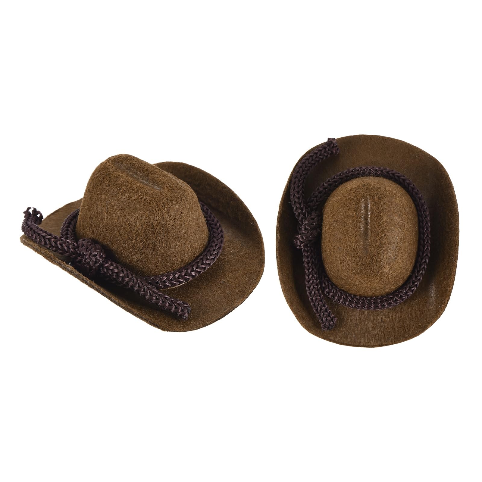PATIKIL 2 Pcs Mini Cowboy Hats, Brown Miniature Western Cowboy Hat Tiny Dollhouse Accessories for Crafts Dolls Wedding Party Dress Decoration Hair Accessories Snowman,2.6 x 2 x 1.2 Inch