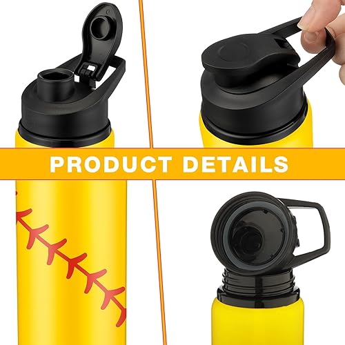Miniatura 3 de Yaomiao 20 botellas de agua de sóftbol de aluminio para regalos de sóftbol, vaso de softbol, tapa a presión, a prueba de fugas, botella deportiva de