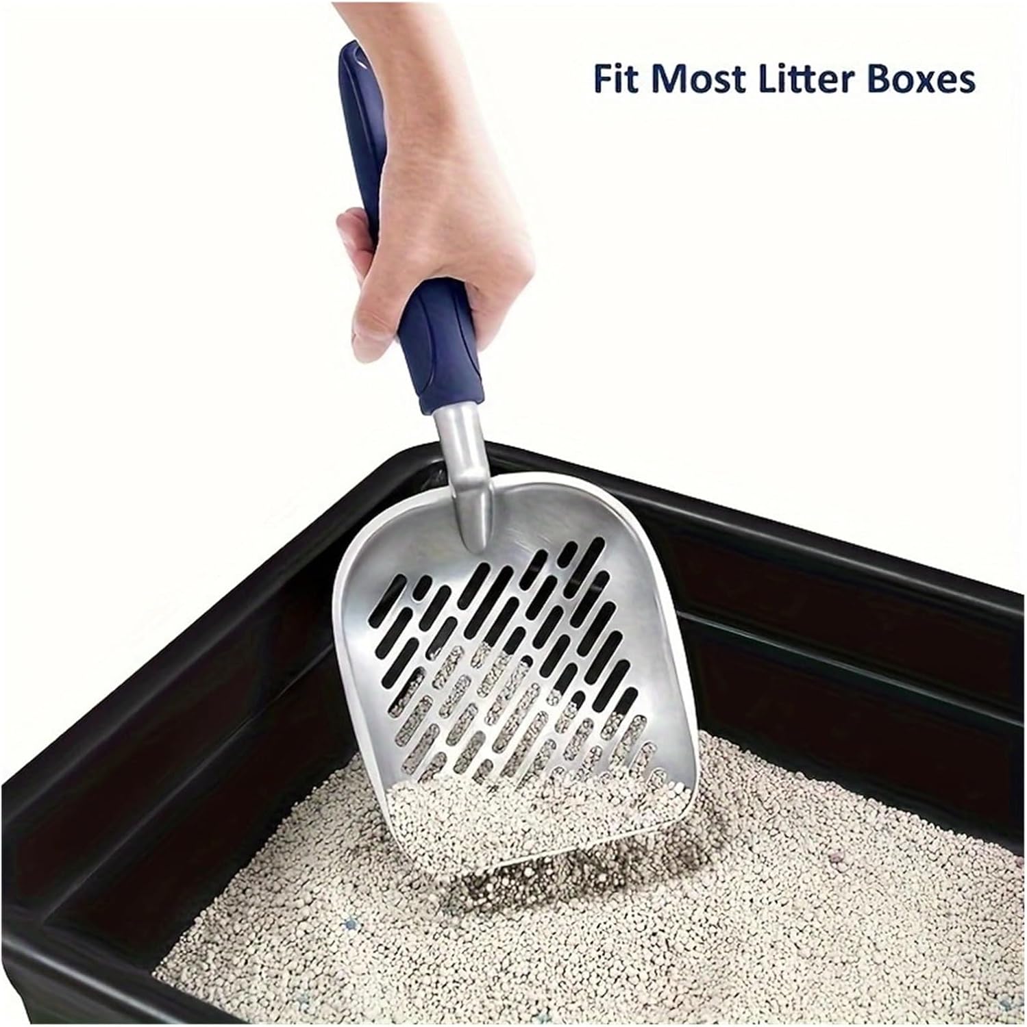 Extra Large Aluminum Alloy Deep Shovel Poop Sifting with Long Handle Cat Litter Scoop