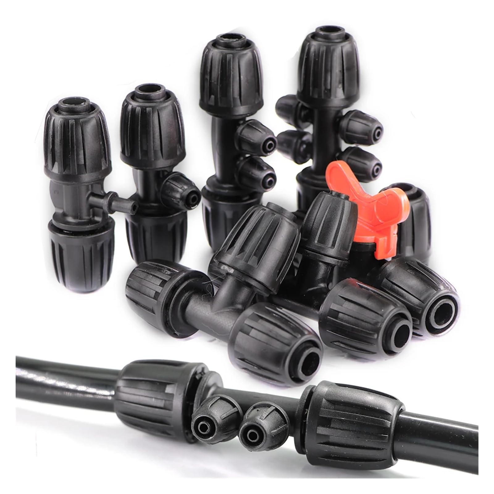 10/20/30 Pezzi 3/4/6 Vie Da 16 Mm A 4/7 Giunto For Tubo Flessibile Con Tappo Di Bloccaggio Tee Connettore For Tubi Irrigazione Giardino 1/2" Raccordi For(16mm Valve,10PCS)