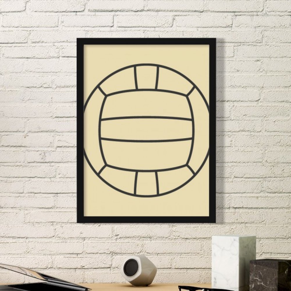 Cadre photo volley-ball en bois noir medium robuste motif art minimaliste