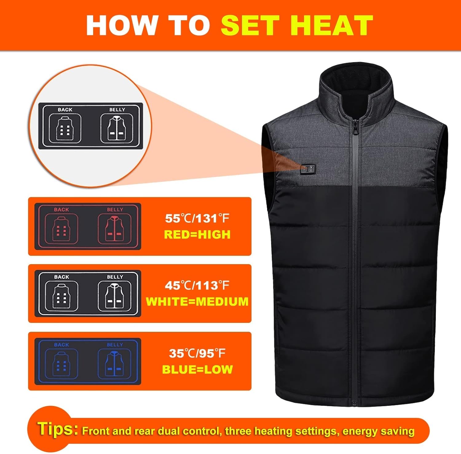 Heated Vest for Men Women,USB Electric Rechargeable Jacket 11 Heating Warming Vests for Fishing Hunting,Battery not Included