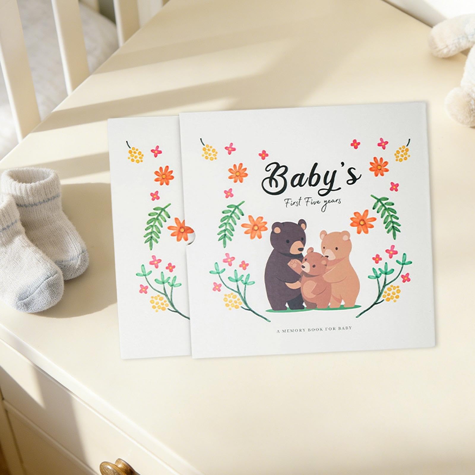 Erinnerungsbuch/Tagebuch für Neugeborene, Einfach für Frischgebackene Eltern, Unisex, Erinnerungsgeschenk Zur Babyparty, Wachstumsalbum, Bär