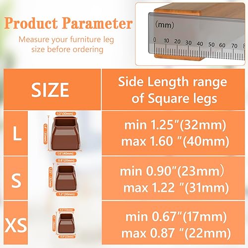 Miniatura 2 de BAIPOK 36 Protectores de Piso para Patas de Silla, Protectores Cuadrados de Silicona para Patas de Silla para Pisos de Madera Dura, Almohadillas de