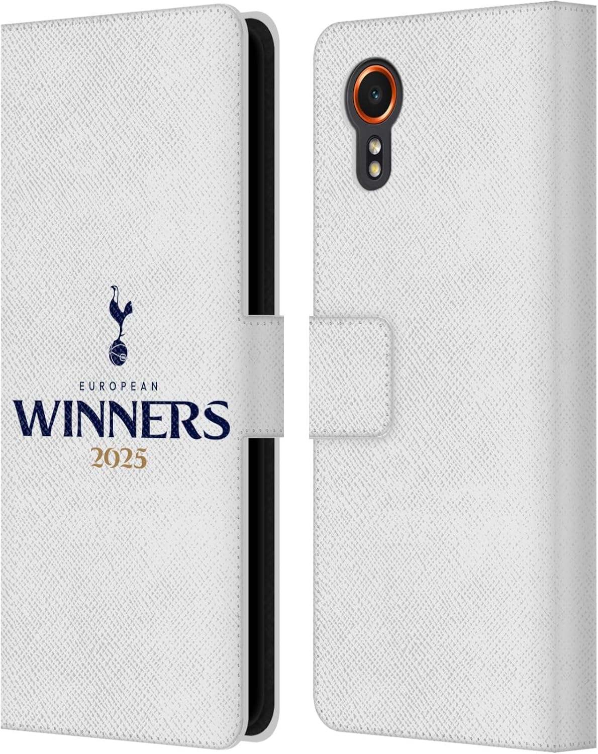 Head Case Designs Officially Licensed Tottenham Hotspur F.C. White 2025 European Winners Leather Wallet Case Compatible with Samsung Galaxy Xcover7 5G