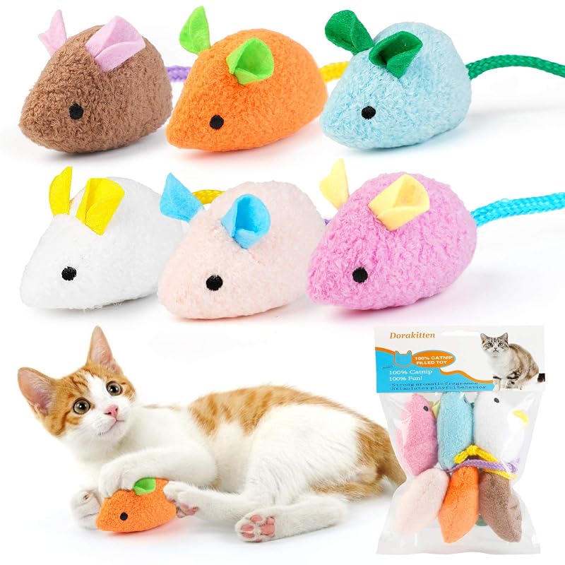 Brinquedo para Gatos em Formato de Rato com Catnip Dorakitten, Pacote com 6
