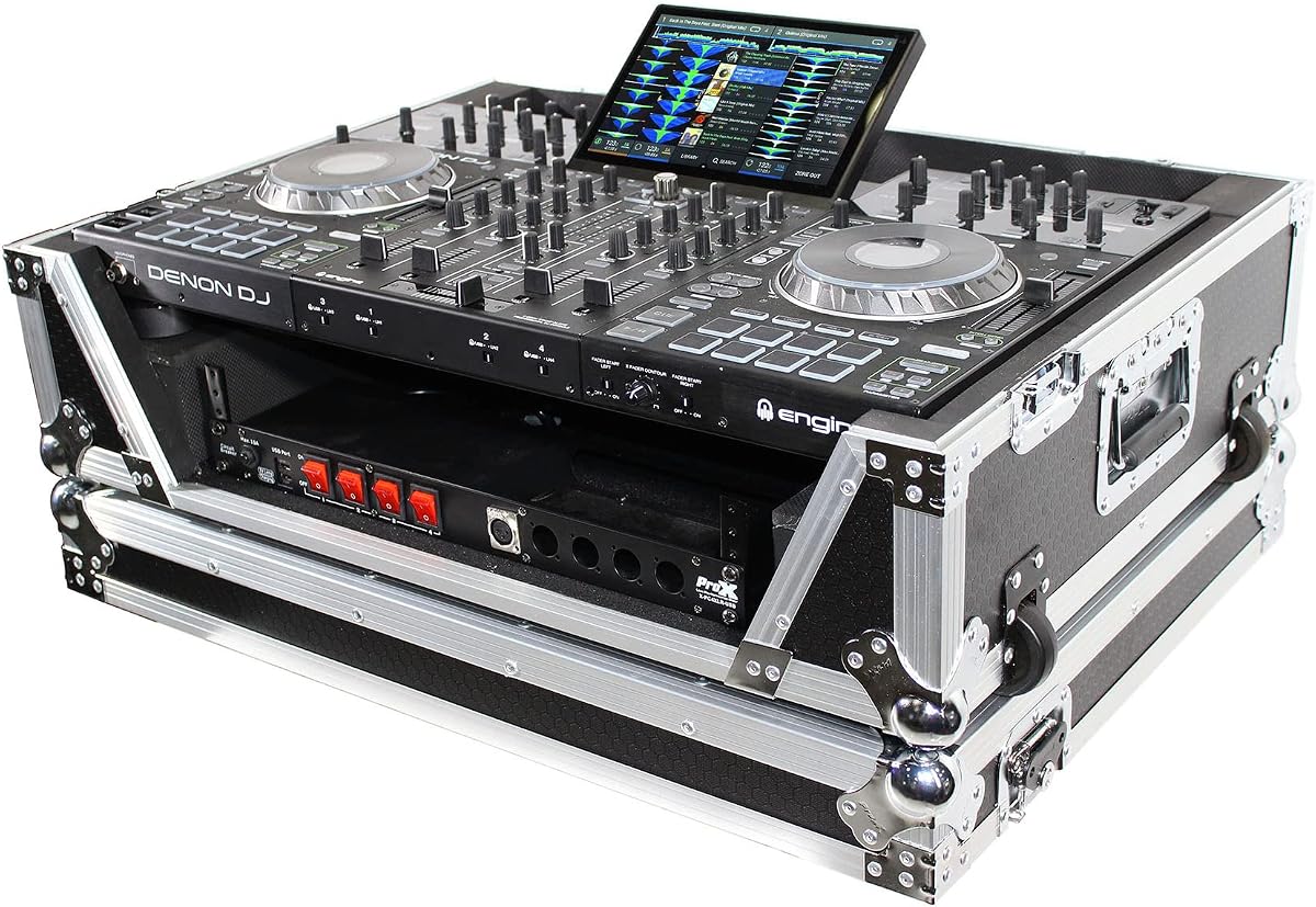 ProX XS-PRIME4W2U ATA Flight Case For Denon PRIME 4 DJ Controller with 2U Rack Space and Wheels