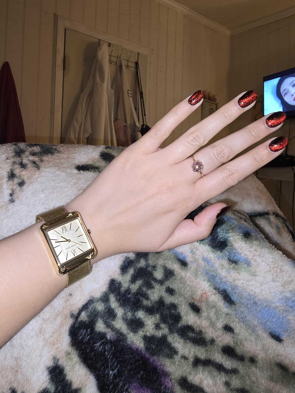 Vintage gold bangle watch styled for women