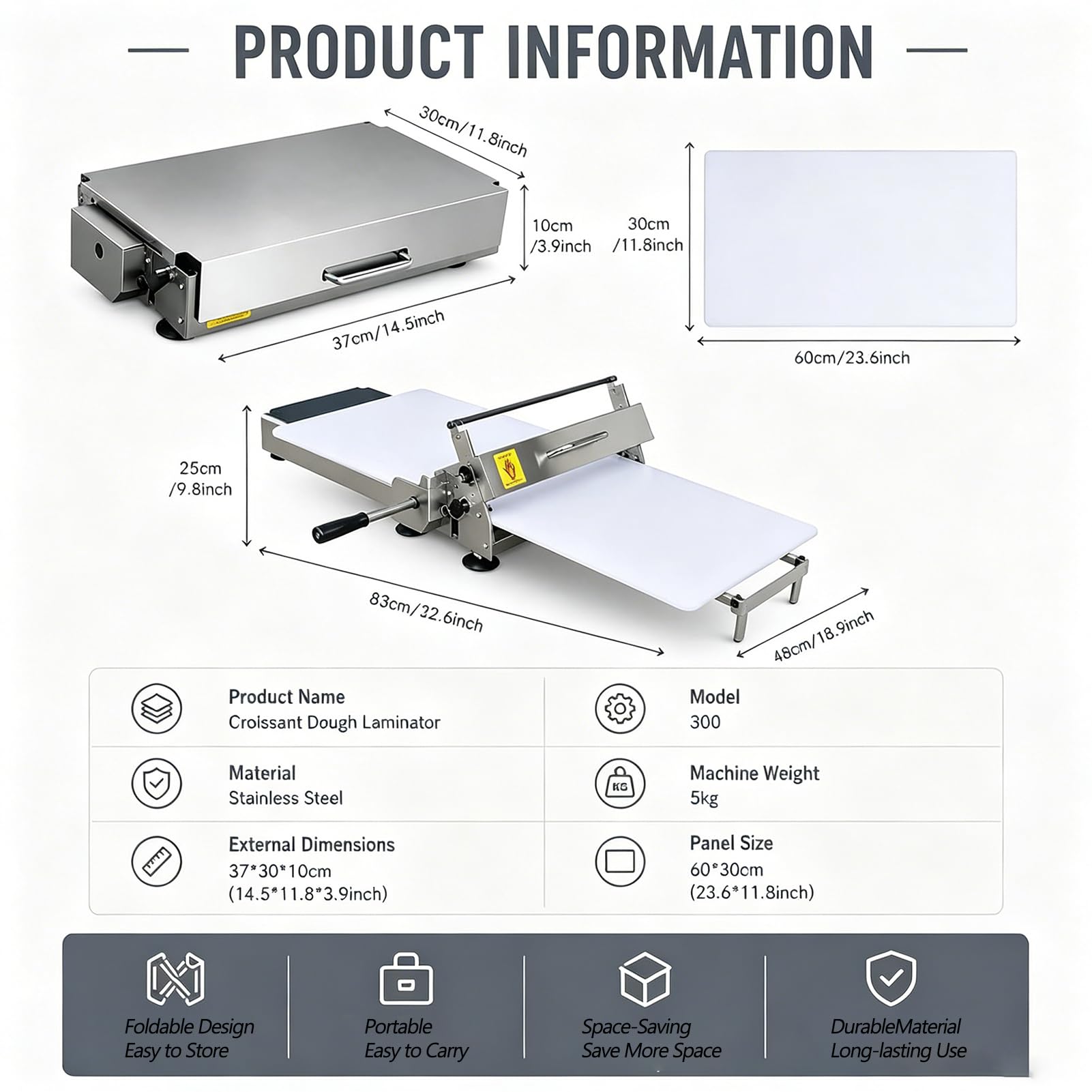 MáQuina de Laminado de Masa Manual, MáQuina de PasteleríA con Espesor Ajustable de 0-25 Mm, Para Croissants, Pizza y Pasta, PanaderíA Profesional y so DoméStico Para Pasta, Empanadas, pan y Pasteler