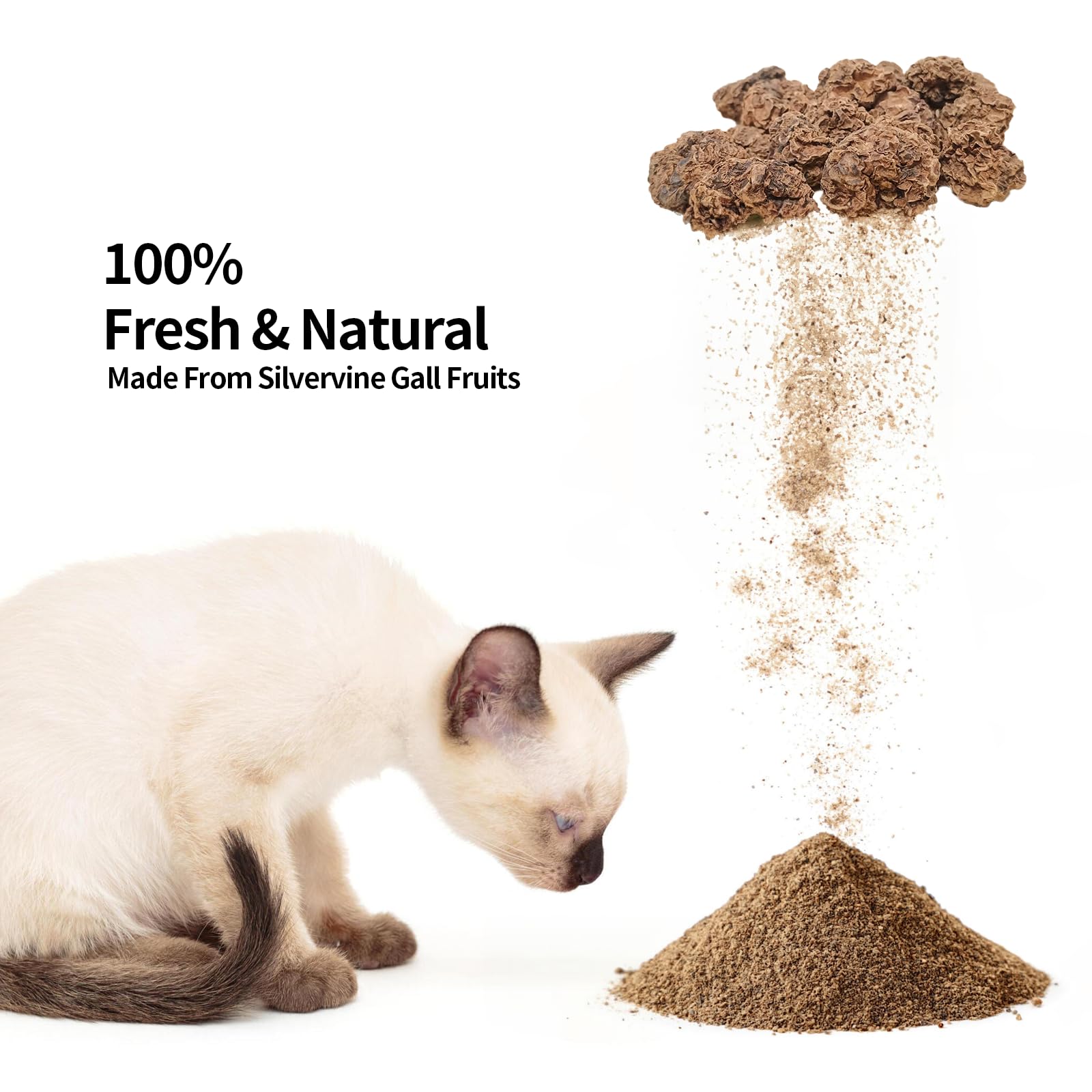 Cat Toys - Polvo de vid plateada de 45 g con 5 bolsas resellables, alternativa a la hierba gatera, polvo de fruta de vid plateada 100% natural, juguete para gatos Matatabi, adecuado para todas