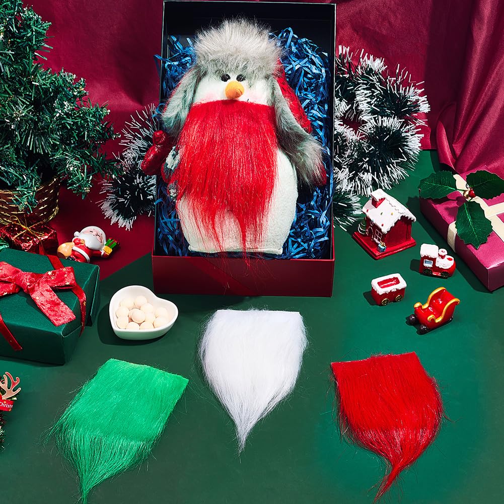 SOFPLATE 12 Sets 3 Colors Gnomes Beard Kit Christmas Gnome Beard and Nose White Red Green Faux Fur Fabric Unfinished Wood Balls Decorations for DIY Crafts Party Halloween Easter Festival Ornaments - Image 4