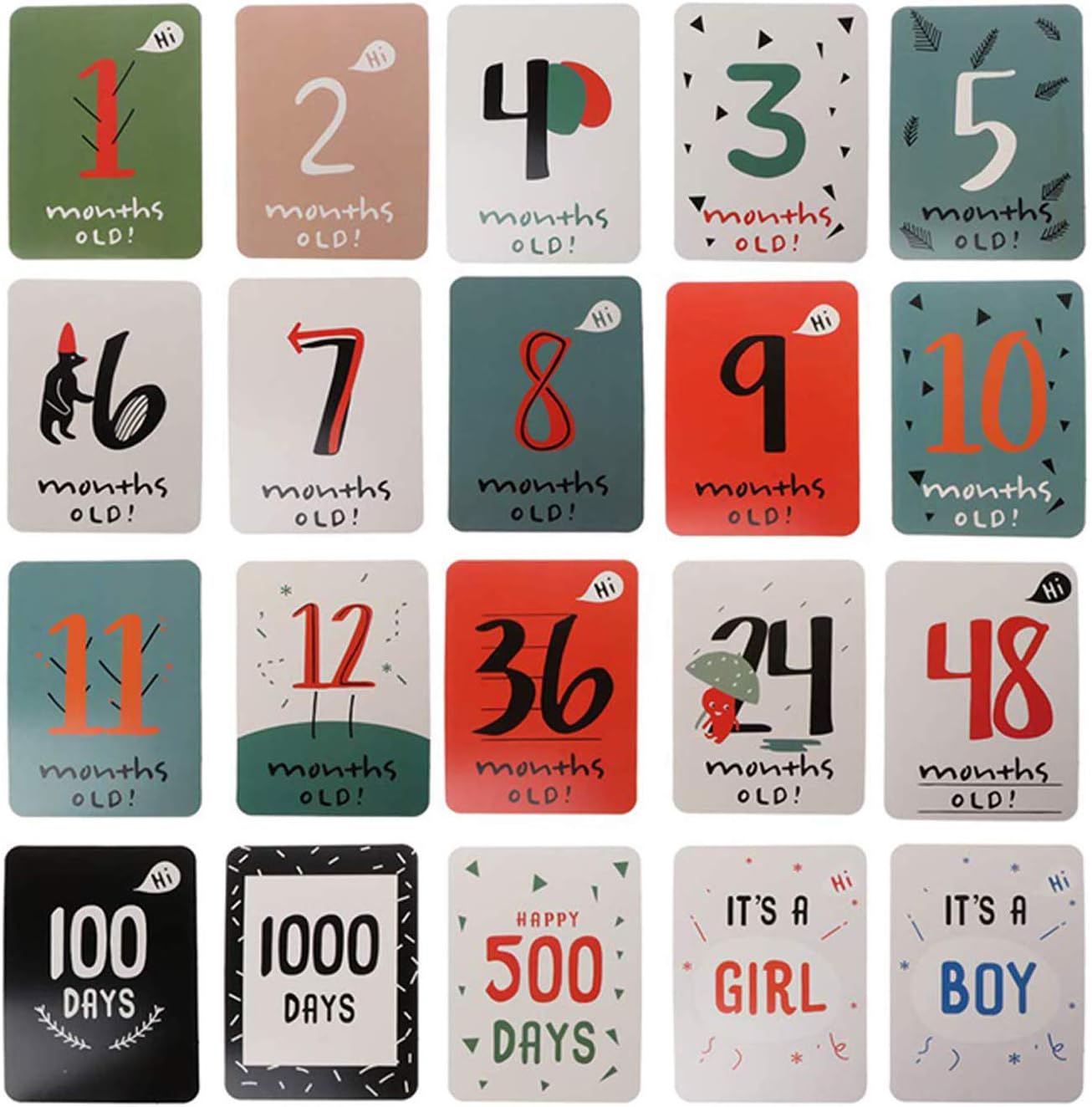 WENTS Milestone Baby Cards 40 Tarjetas de Fotos de Momentos Especiales Unisex Tarjetas de Recuerdos para Bebés Diseño Único Regalos Recien Nacidos