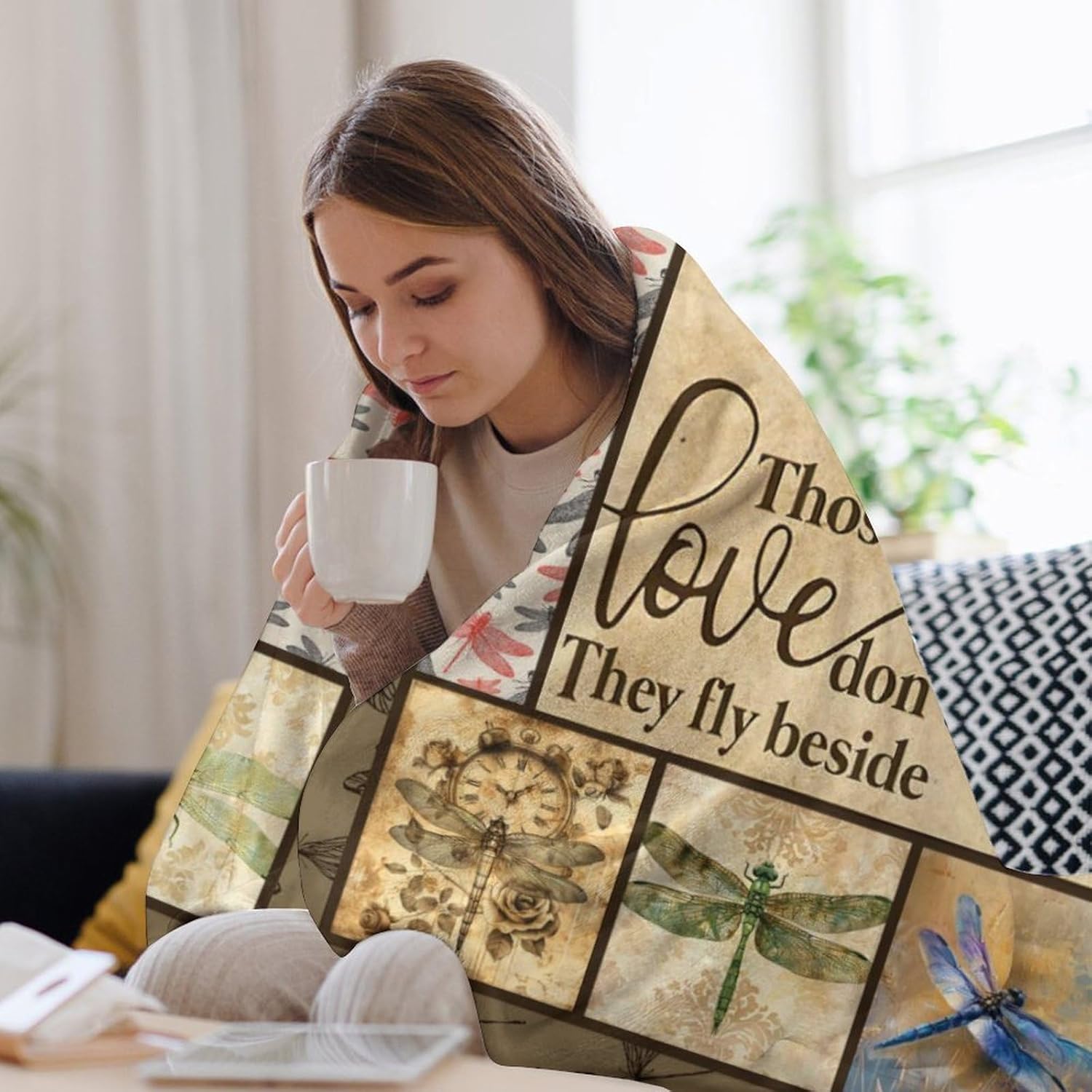 Dragonfly Print Blanket Dragonflies Memorial Throw Blankets Gifts for Couch Sofa Bed Stuff Decor Lightweight Soft Cozy Plush Warm Flannel for Lover Men Women Adults 40"x50" - Image 5