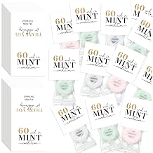 Feifeiya 200 Pcs 60th Birthday Mint Candy Stickers 60 and in Mint Condition Cute Thank You Stickers Bulk for Woman Men 60th Milestone Birthday Party Decorations Favors