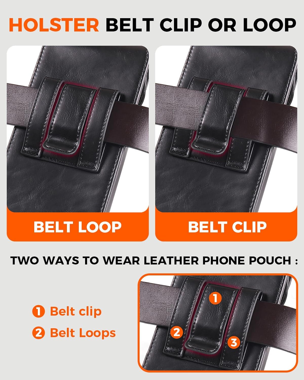NINKI Belt Clip Holster for Samsung Galaxy Z Fold 8 7 6 5 4 3 2 Bag with Card Holder & S Pen Slot & Stylus, Leather Cover Waist Holder Pouch for Samsung Z Fold 8 Case Holsters Belt Holders Men, Black
