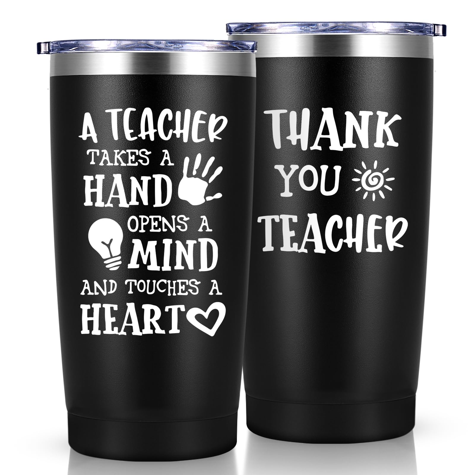 Livole Teacher Gifts for Men, Thank You Gifts for Teachers, A Teacher Takes A Hand, Opens A Mind and Touches A Heart, 20oz 600ml Insulated Travel Mug