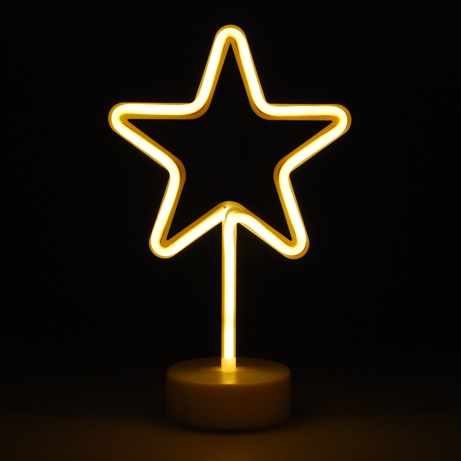 Simpa Warm White Led Novelty Neon Light - Star - Choose From Various Designs & Colours - Ideal For Your Home, Office Desk Or As A Gift - Usb Power Cable Included. Uses 3 X Aa Batteries Not Supplied