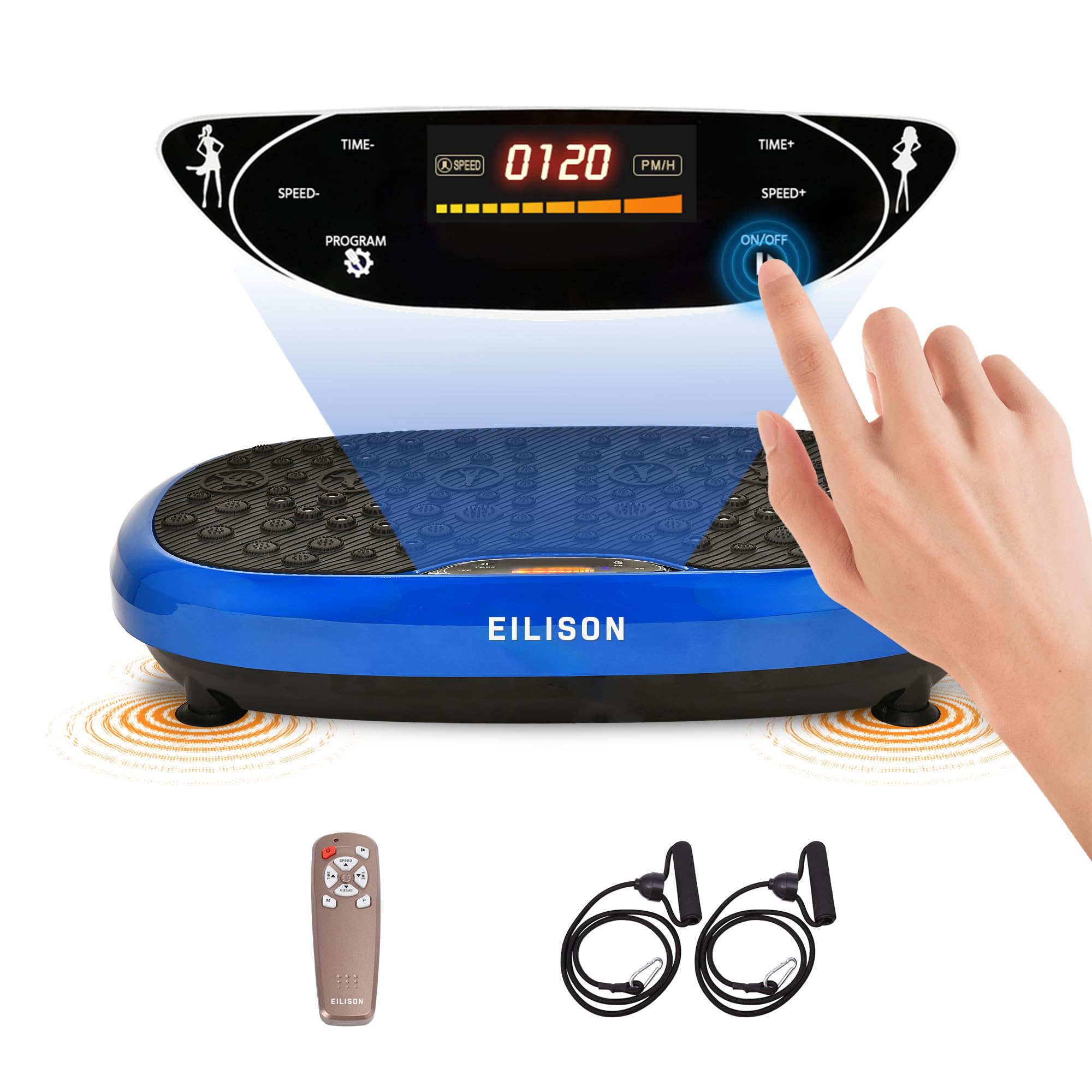 EILISON FitMaxx 3D XL Vibration Plate Exercise Machine - Whole Body Workout Vibration Platform w/Loop Bands - Lymphatic Drainage Machine for Weight Loss, Shaping, Wellness, Recovery