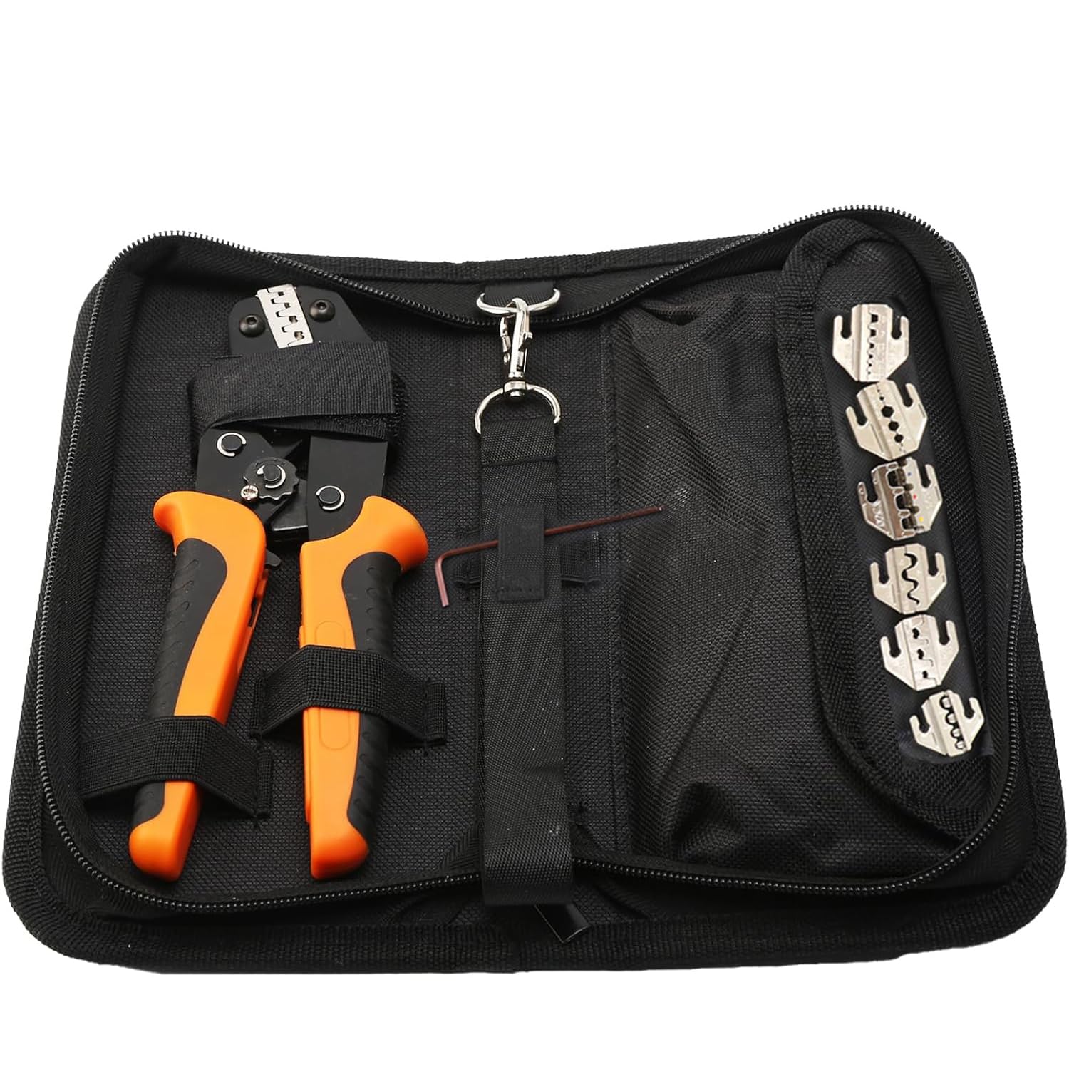 Set di pinze crimpature 6 matrici intercambiabili, strumenti termorestringenti, connettori terminali a cricchetto, pinza crimpatrice borsa trasporto