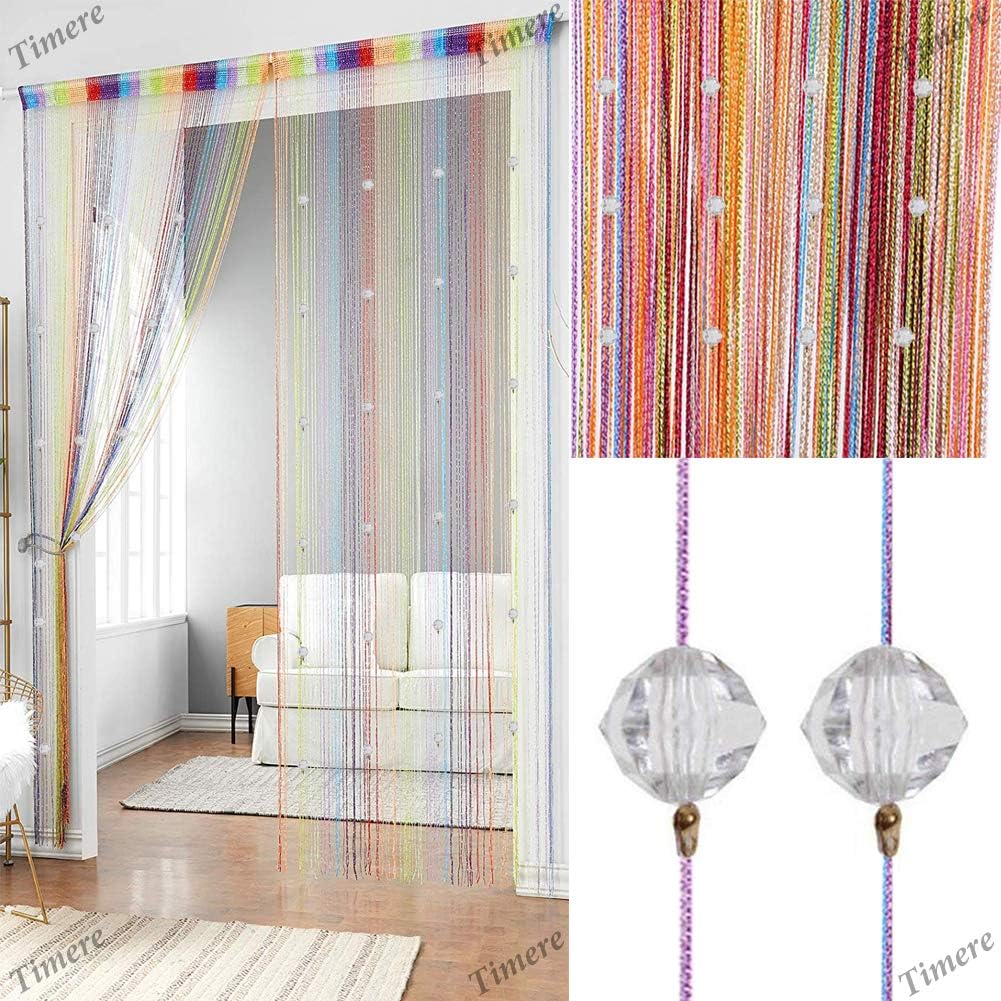 Timere Crystal Beaded Curtain Tassel Curtain - Partition Door Curtain Beaded String Curtain Door Screen Panel Home Decor Divider Crystal Tassel Screen 90x200cm, Rainbow