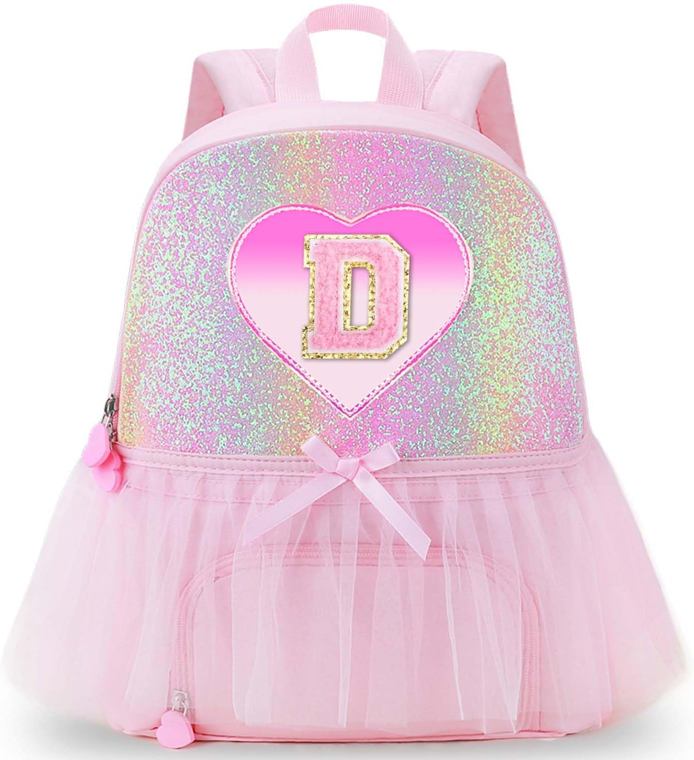 RHCPFOVR Personalized Monogram Dance Bags for Girls - 3-6 Years Kids Cute Ballet Backpack with Separate Shoe Compartment Initial Bags Girls Gifts Letter Pink D
