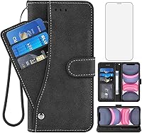 Vista 9 de Funda compatible con iPhone XR y protector de pantalla de vidrio templado, funda para monedero, tarjetero con cordón, fundas para teléfono celular