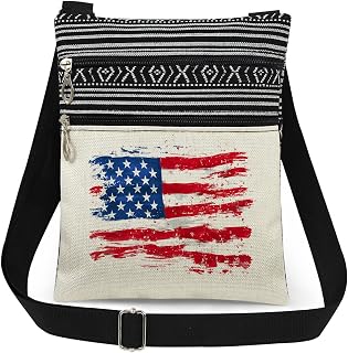 American Patriotic Design Messenger Bag with Adjustable Strap Great for Carrying Essentials Purse Fun Present Idea for National Holidays Sporting Events and Summer Parties Crossbody Bag