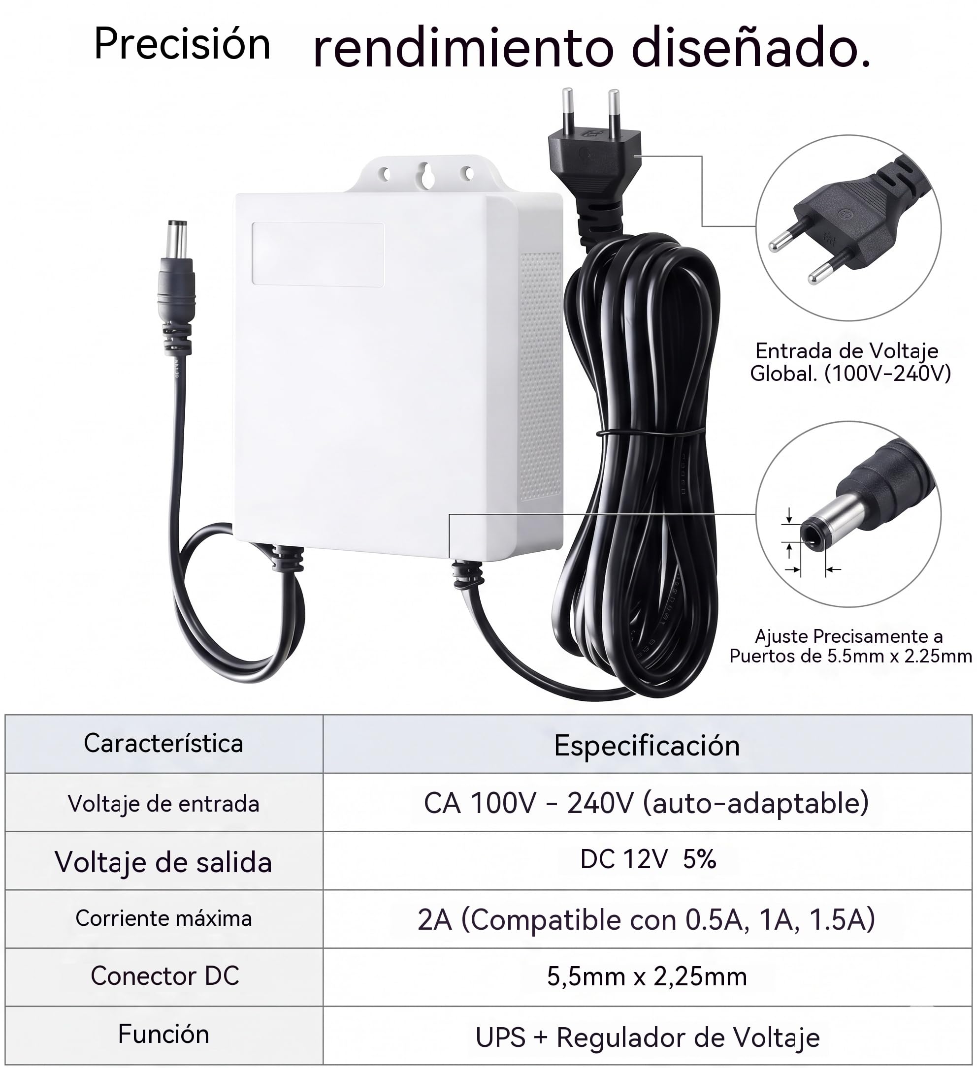 Mini UPS 12V para Router WiFi y Módem Fibra,Sistema de Alimentación Ininterrumpida 3600mAh con Batería Integrada,Batería de Respaldo para Cámara de Seguridad,Switch y Sistema de Alarma,UPS DC 12V 2A