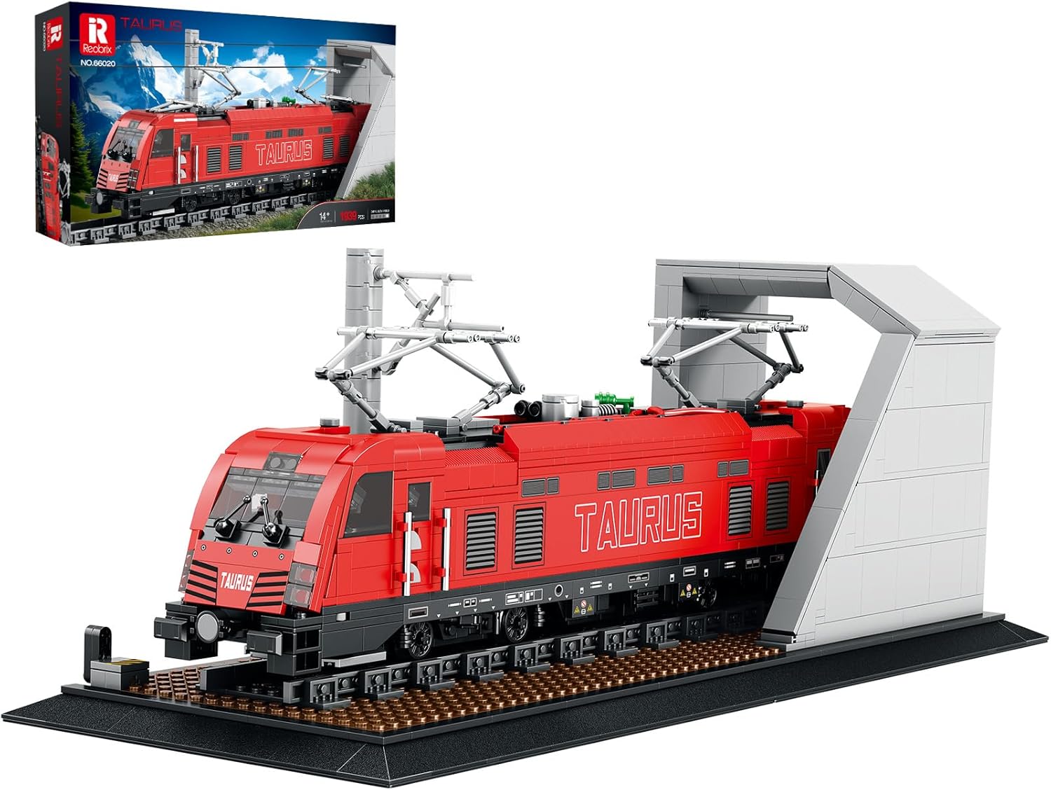 Reobrix City Train Set with Base,MOC Classic Car Building Block Kit,Retro Taurus Electric Train 66020,Model for Adult Truck Lovers,Gifts Home Décor,1939 PCS