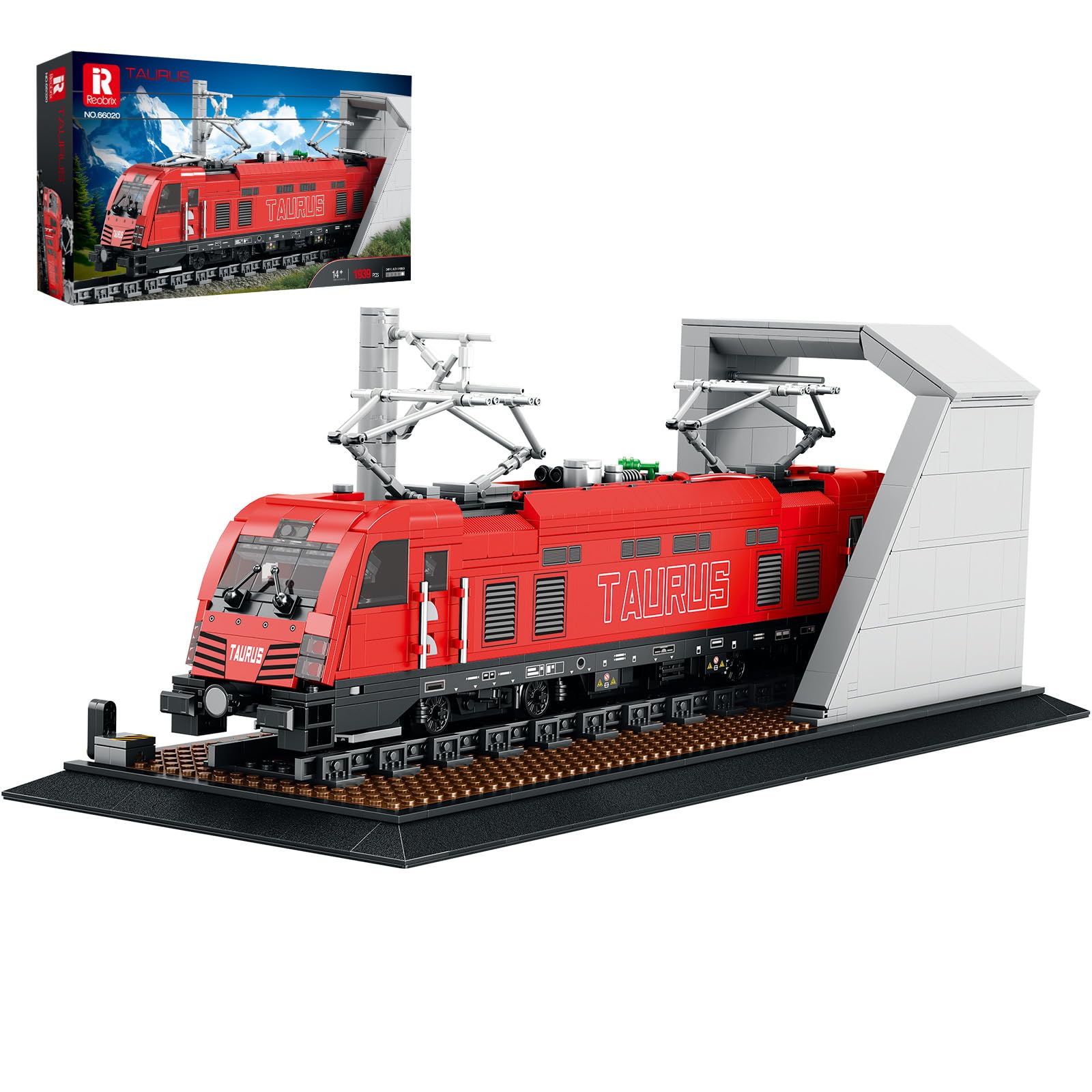 Reobrix City Express Passenger Train Building Set with Base, MOC Classic Train Brick Kit for Adult, 66020 Retro Taurus Locomotive Vehicle Home Decor Model, Gifts for Kids, Boys & Girls (1939PCS)