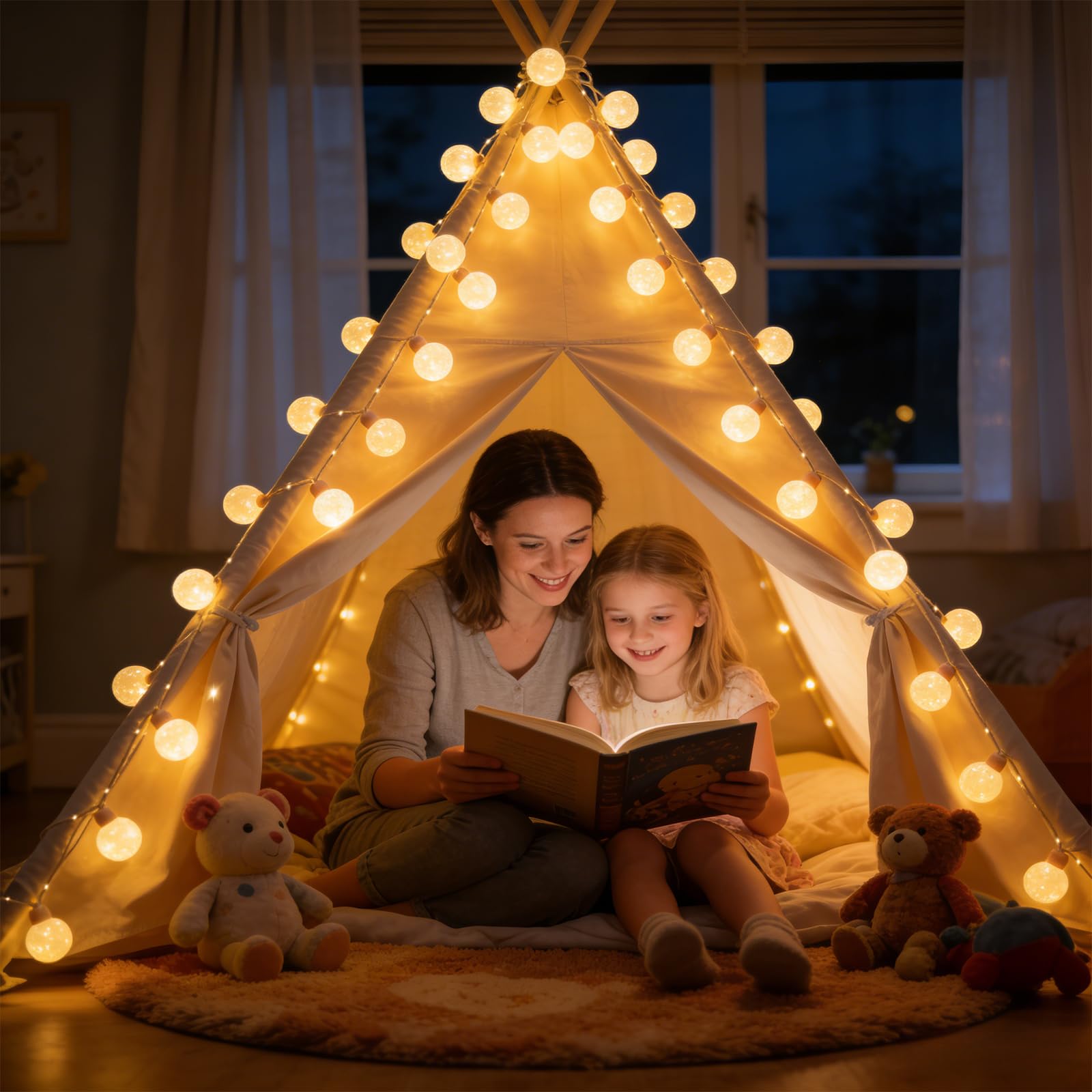 Guirlande lumineuse d'extérieur/d'intérieur avec prise, 8 m, 16 ampoules, 8 modes, intensité réglable, guirlande lumineuse à ampoules LED sphériques avec télécommande et minuterie, guirlande lumineuse