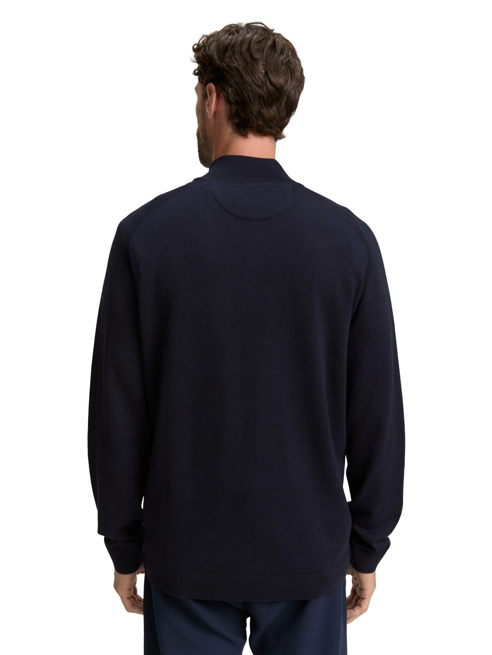 Tom Tailor Herren 1047569 Troyer Strickpullover Mit Logo-Stickerei, 13160 - Knitted Navy Melange, XL EU – Ansicht 2