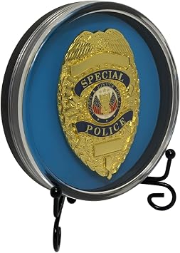 Kudos Badge Display Case with Stand - Shadow Box for Policeman, Fire Badge - Badge Holder Gift for Police, Cop, Security Officer or Firefighter