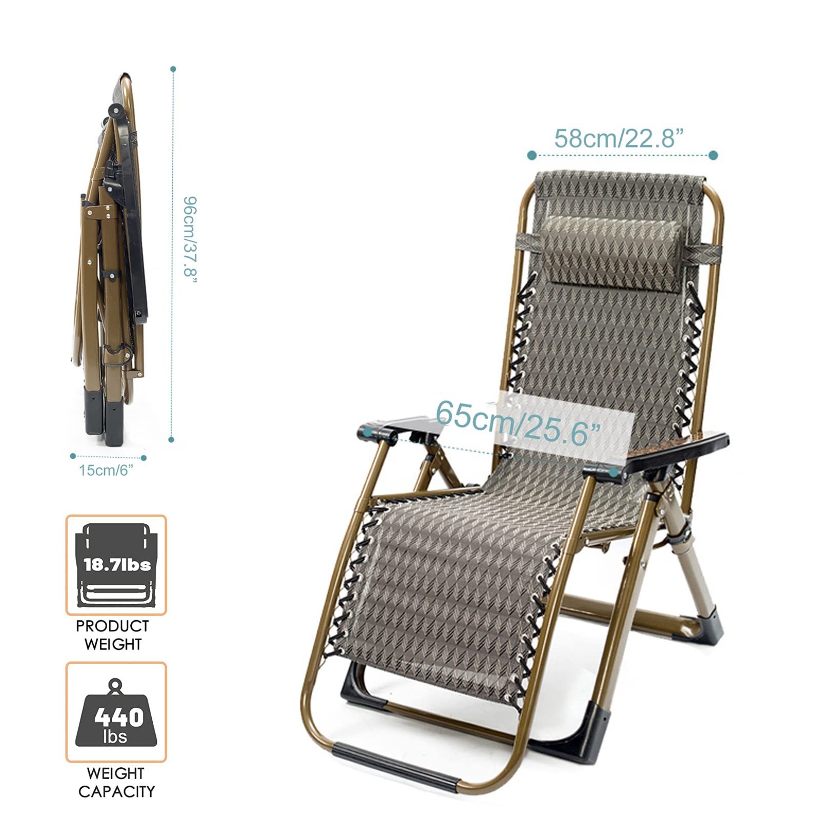Tumbonas Sillas Plegables, Silla Reclinable Gravedad Cero para Playa Piscina Hamaca Reposabebidas, Hamaca Piscina Tumbona con Soporte para Bebidas Y Respaldo Ajustable