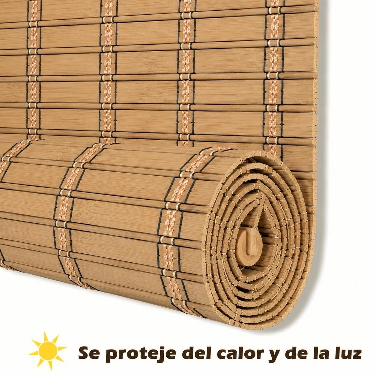 Solagua Tenda a Rullo in bambù, Tenda Pieghevole, Tapparella Avvolgibile per Porte e Finestre, largh. x lungh.= (A.135 x L.225, Marrone)